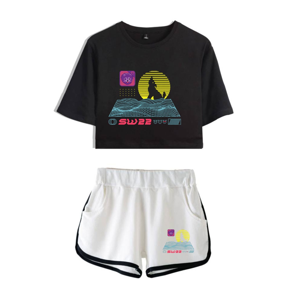 2022 SssniperWolf Synthwave logo Merch Tops Two Piece Set Shorts Lovely TShirt Harajuku Streetwear Girl Sets - SSSniperWolf Store